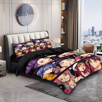 Kpop Demon Hunters Huntrix Bedding Set - Single to King Size, Anime Print Duvet Cover Sets for Adult Bedrooms
