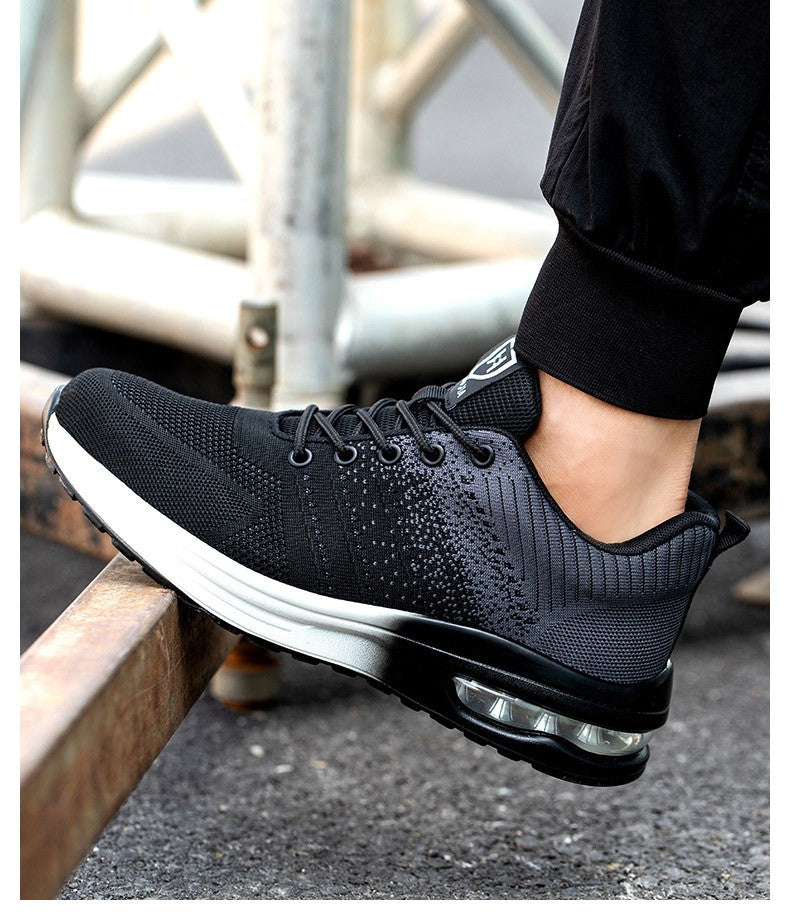 Sapatos de segurança leves para mulheres e homens, tênis de trabalho com amortecimento de ar, sapatos com bico de aço, botas de segurança para construção, sapatos de trabalho anti-impacto.