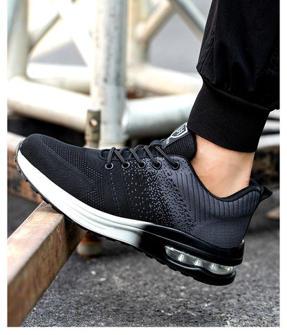 Sapatos de segurança leves para mulheres e homens, tênis de trabalho com amortecimento de ar, sapatos com bico de aço, botas de segurança para construção, sapatos de trabalho anti-impacto.