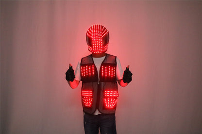 LED Robot Suit Stage Dance Costumes, Light Up Jacket, Strobe Luminous Clothing, Christmas and Halloween Party