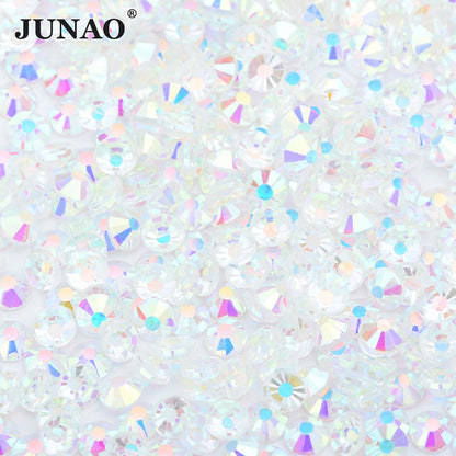 JUNAO Wholesale SS6 SS10 SS12 SS16 SS20 SS30 Flatback Glass Rhinestones Clear Cr