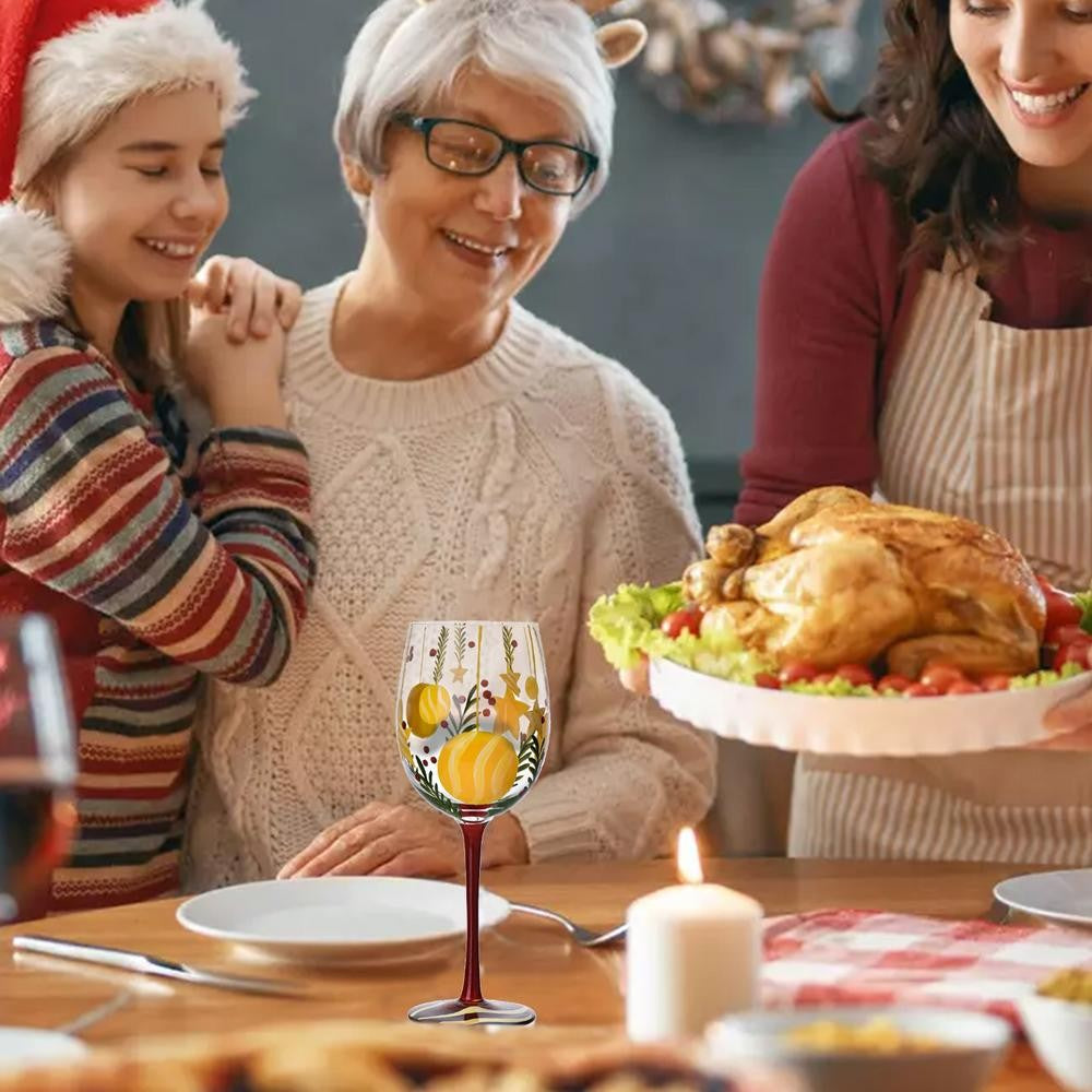Taças de Vinho de Natal 450ml Papai Noel Árvore de Natal Pinhas Vinho Tinto Taças de Natal para Vinho Champanhe Suco