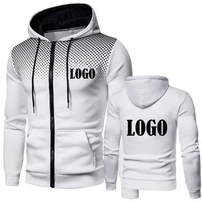 Men's Zip Up Hoodie Customizable Logo Fleece Lined Soft Warm Casual Jacket Outdoor Sports Hip Hop Streetwear