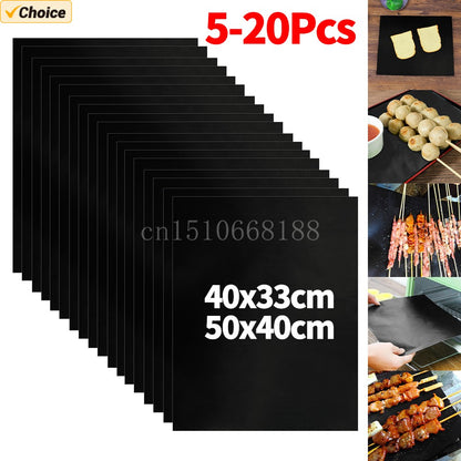 5-20Pcs Oven Liners Grill Mat 33/50x40cm Non Stick BBQ Grill Liners Reusable Barbecue Baking Liners Cook Pad Microwave Oven Tool