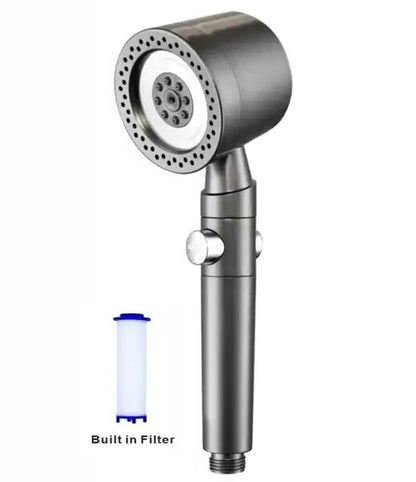 Chuveiro Booster 5 Modos com Escova Massageadora de Alta Pressão para Economia de Água Portátil Filtro de Banheiro com Mangueira e Suporte