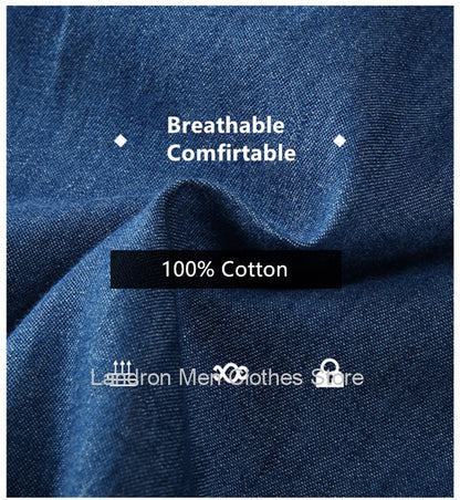 Denim Shirts Men Cotton Short Sleeve Summer Casual Jeans PLus Size 5XL 6XL 7XL Big Thin Boys Loose Blouse 8XL Man Male Camisa