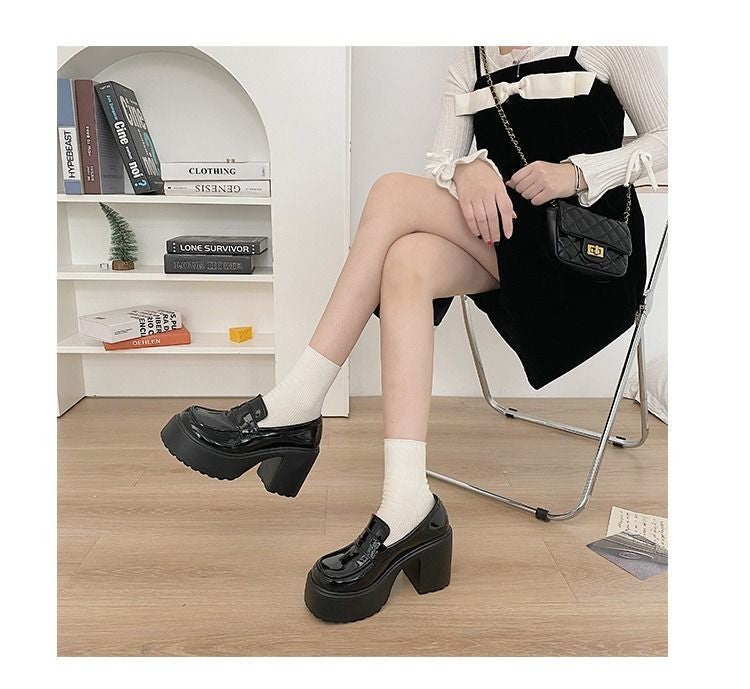 autumn Platform Mary Jane Shoes Ladies Hot Sale High Heels Loafers Women Shoes Retro Chunky Heels Pumps Woman Uniform College