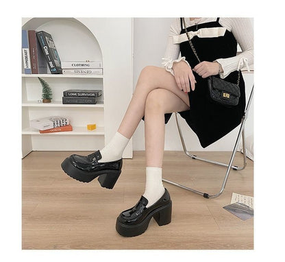 autumn Platform Mary Jane Shoes Ladies Hot Sale High Heels Loafers Women Shoes Retro Chunky Heels Pumps Woman Uniform College