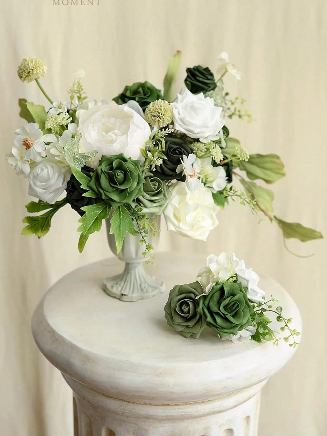 25pcs Artificial Roses, Green Gradient Artificial Rose Set - DIY Wedding Bouquet, Suitable For Wedding, Cake, Party Decoration