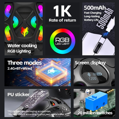 XUNFOX H16 Bluetooth wireless three-mode game mouse laptop e-sports lightweight mouse