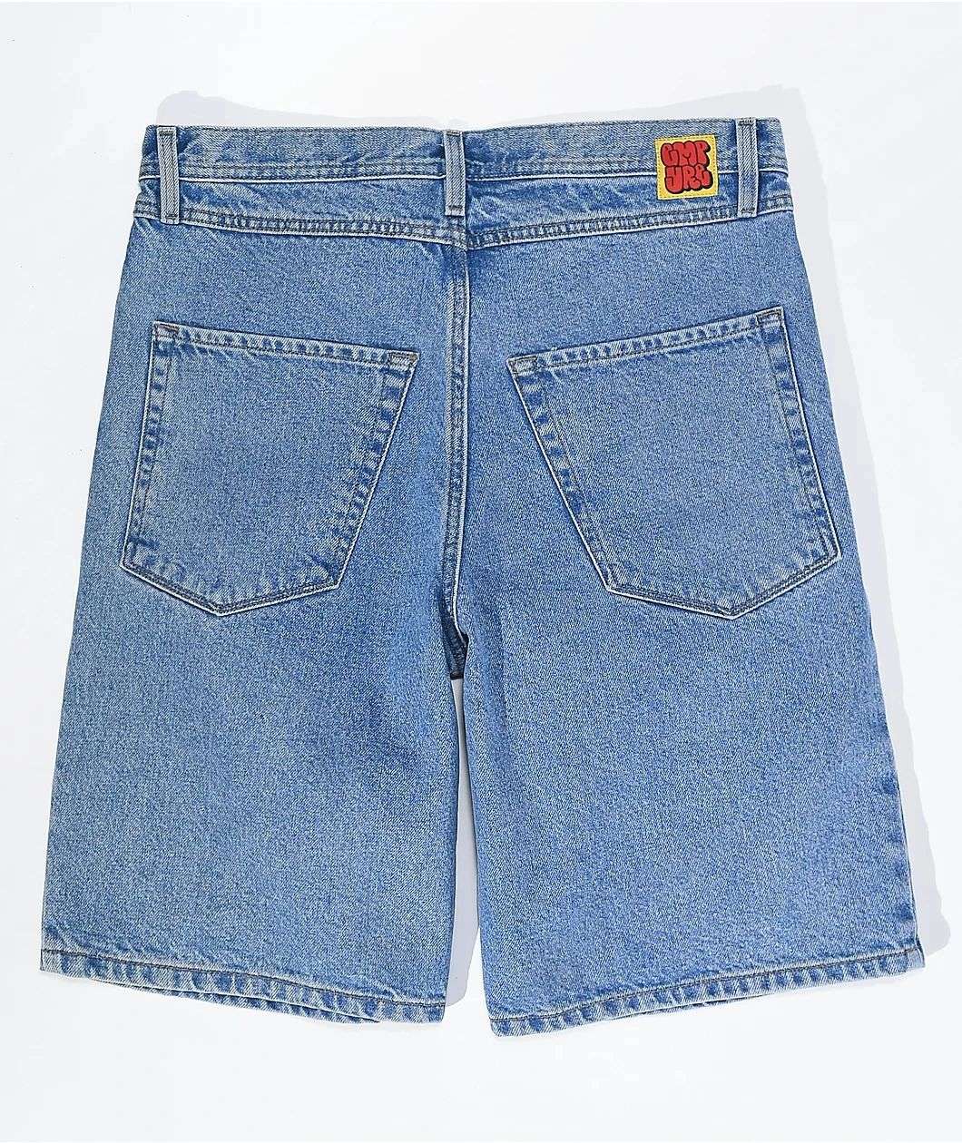 Empyre new gray denim skateboard shorts cartoon embroidery design loose jeans wide leg pants hip hop street Y2K couple pants