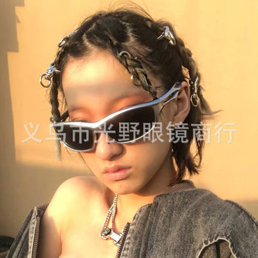 Y2K Sunglasses Men Women Color Hollowed Outdoor Driving UV400 Sunglasses Girls Net Red Hip Hop Gothic Women Sun Glasses 2025 Hot