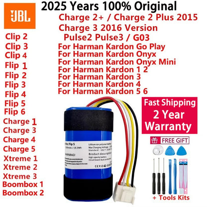 Bateria 100% Original Para JBL Harman Kardon Onyx Studio Charge Flip Clip Pulse Xtreme Boombox 1 2 3 4 5 6 Mini Speaker Bateria