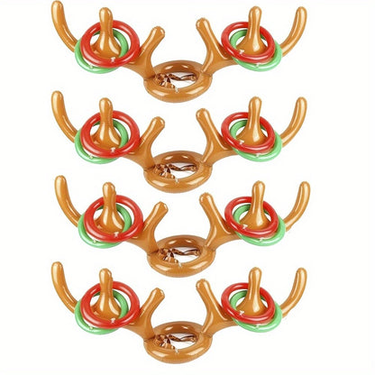 Inflatable Reindeer Antler Ring Toss Game Set - Perfect for Christmas, Halloween & Easter Parties - PVC Material, Excluding Pump
