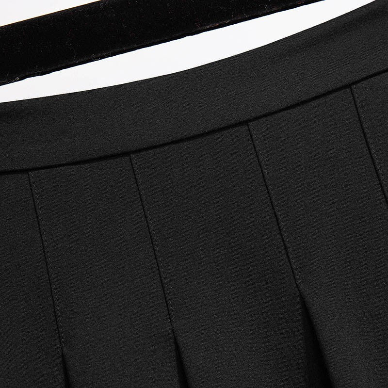 150Kg Plus Size Women's Autumn Loose Pleated A-Line Skirt 4XL 5XL 6XL 7XL 8XL 9XL Solid Elastic Waist Skirt Black