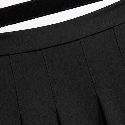 150Kg Plus Size Women's Autumn Loose Pleated A-Line Skirt 4XL 5XL 6XL 7XL 8XL 9XL Solid Elastic Waist Skirt Black