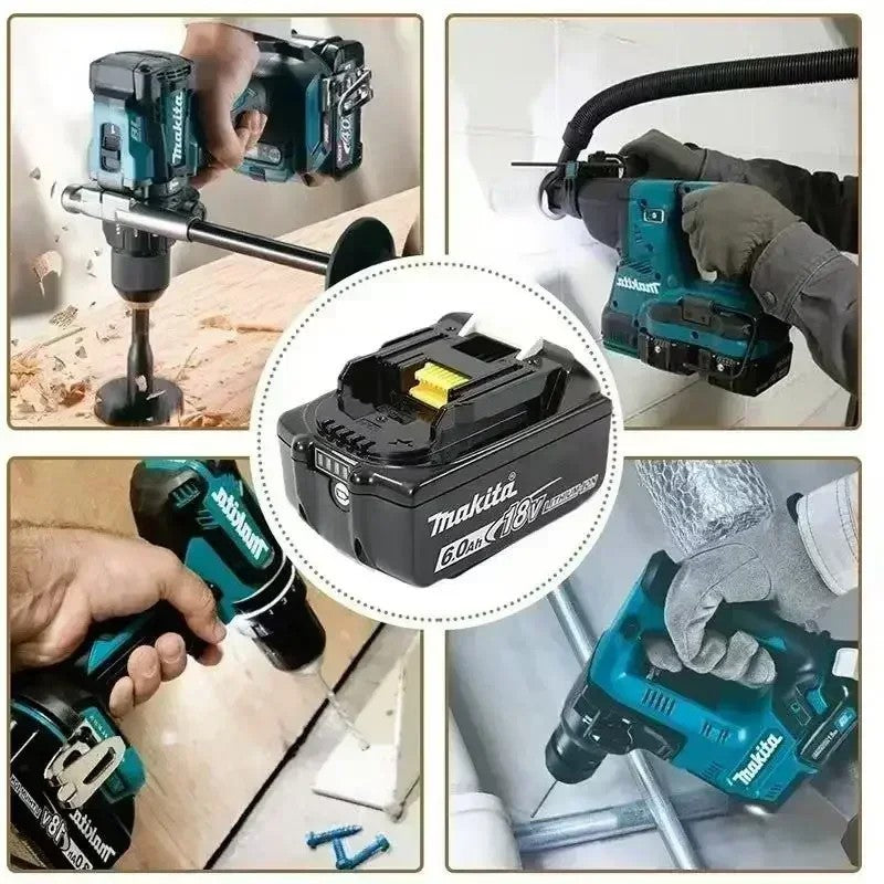 ??Bateria Recarregável Original Makita 6Ah*9Ah para Ferramentas Elétricas Makita 18V com LED Substituição Li-ion LXT BL1860 BL1850