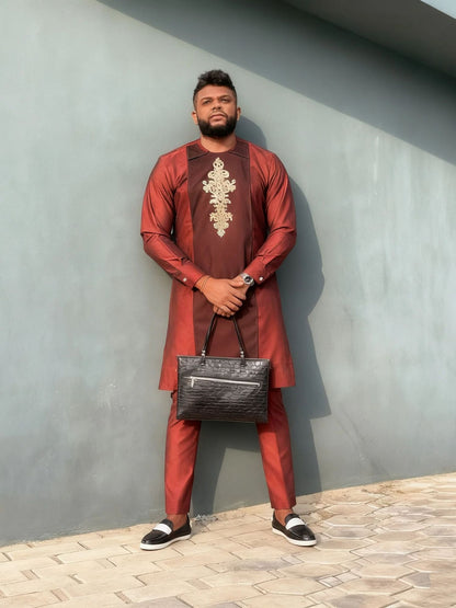 2025 African Traditional Men's Suit Luxury Casual Loose Two Piece Set Holiday Wedding Kaftan Fashionable Ethnic Men's Clothing