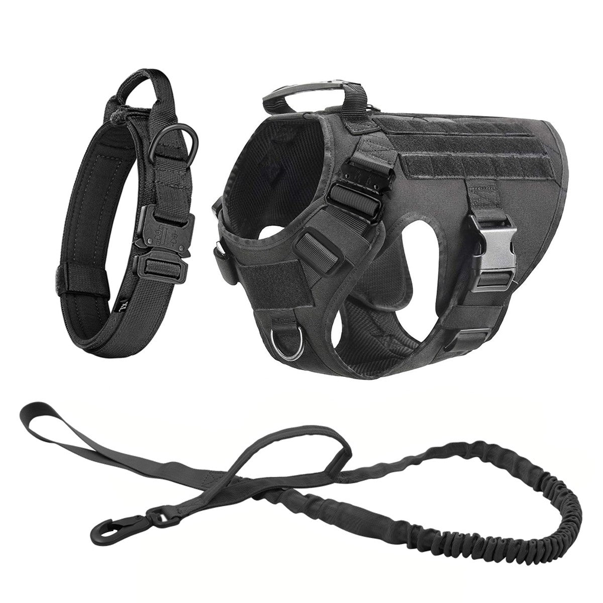 Coleira Peitoral Tática para Cães com Alça e Bolsas Molle para Cães de Porte Médio e Grande, Colete Militar de Treinamento para Pets, Coleira Ajustável para Cães de Serviço