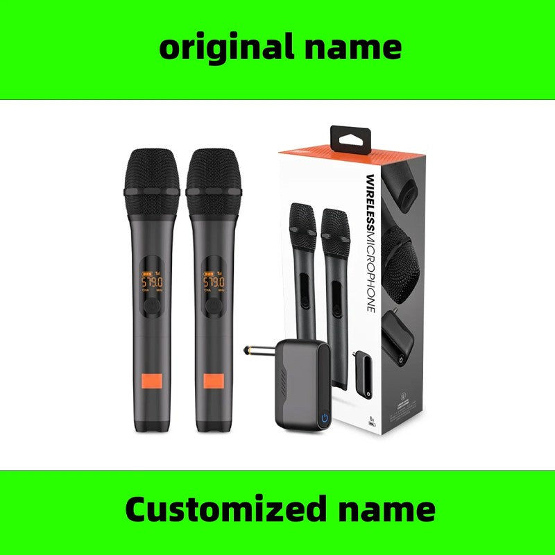 Microfone Sem Fio UHF de 2 Canais Sistema de Karaokê Bateria de Lítio Embutida Microfone Portátil Sem Fio Para Caixa de Som JBL Igreja Festa