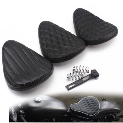 Assento de Couro para Motocicleta Retro Couro Preto Banco Solo para Harley Custom Chopper Bobber Honda Yamaha Kawasaki Suzuki