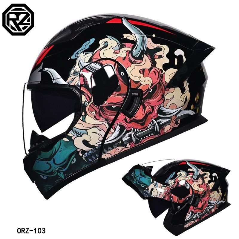 Capacete modular articulado de motocicleta de alta qualidade ORZ, material ABS, lente dupla, capacete integral, lote DOT