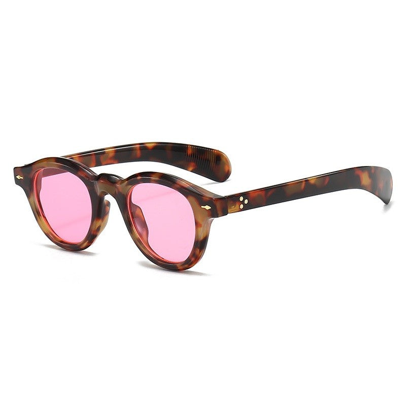 Óculos de sol pequenos redondos da moda femininos retrô com lentes transparentes Ocean Shades UV400 masculinos com rebites estilo punk