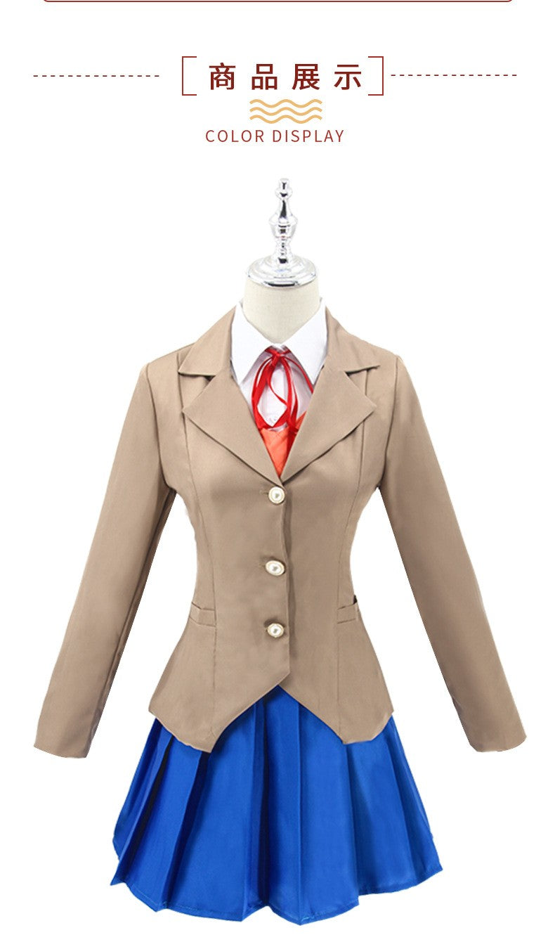 Heartbeat Literature Club Monica Cosplay Sayuri Natsuke Cosplay Costume Wig Set School Uniform Girls Female Clothing