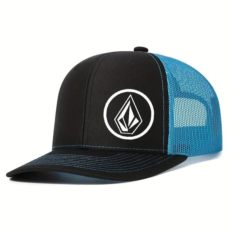 Boné de beisebol estampado com símbolo simples ligeiramente curvado masculino e feminino para eventos esportivos ao ar livre, boné de pato, chapéu de motorista de caminhão americano