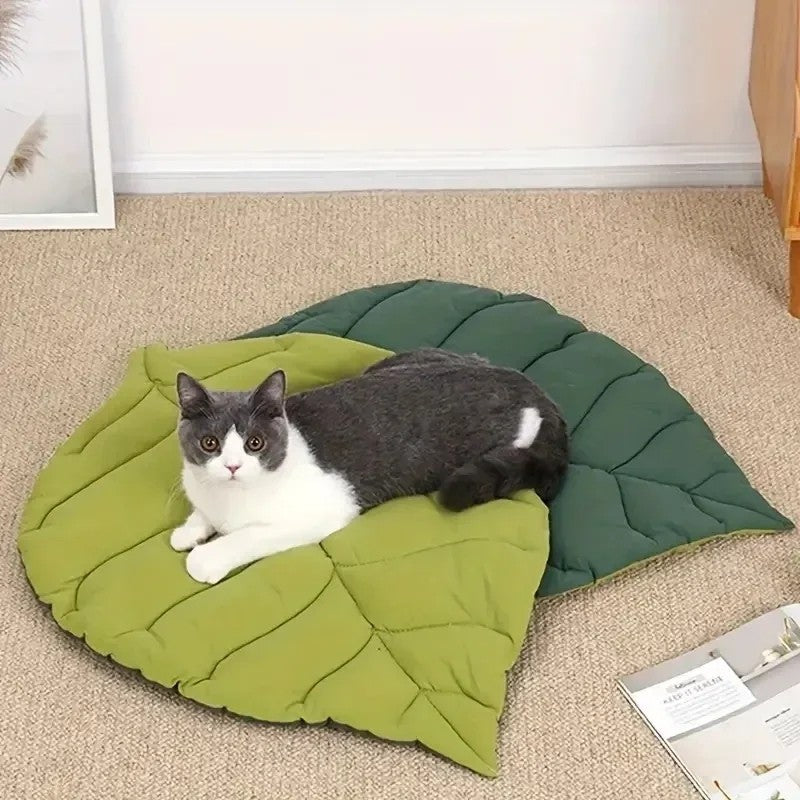 Tapete para Cama de Gato Formato de Folha Cobertor Macio para Cães Almofada para Dormir Lavável Antiderrapante Decoração de Ambiente Tapete de Chão para Cães Gatos Suprimentos para Animais de Estimação
