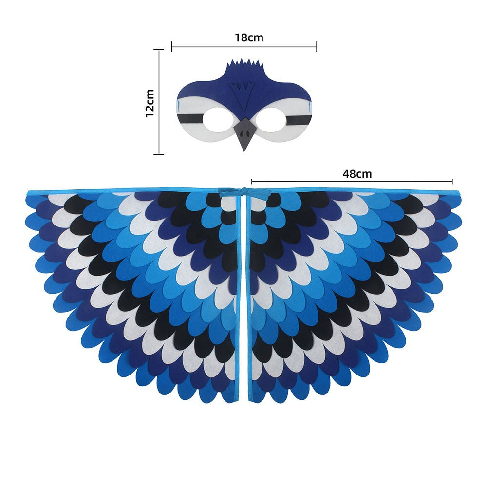 Cute Owl Wings Costume Animal Peacock Pattern Felt Cloak With Matching Mask Performance Props Halloween Carnival Cosplay Cape