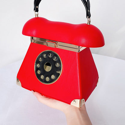 Handle Telephone Shaped Women Evening Handbags Designer Party Clutch Purse Chic Shoulder Bags Female Leather Crossbody Bag Totes