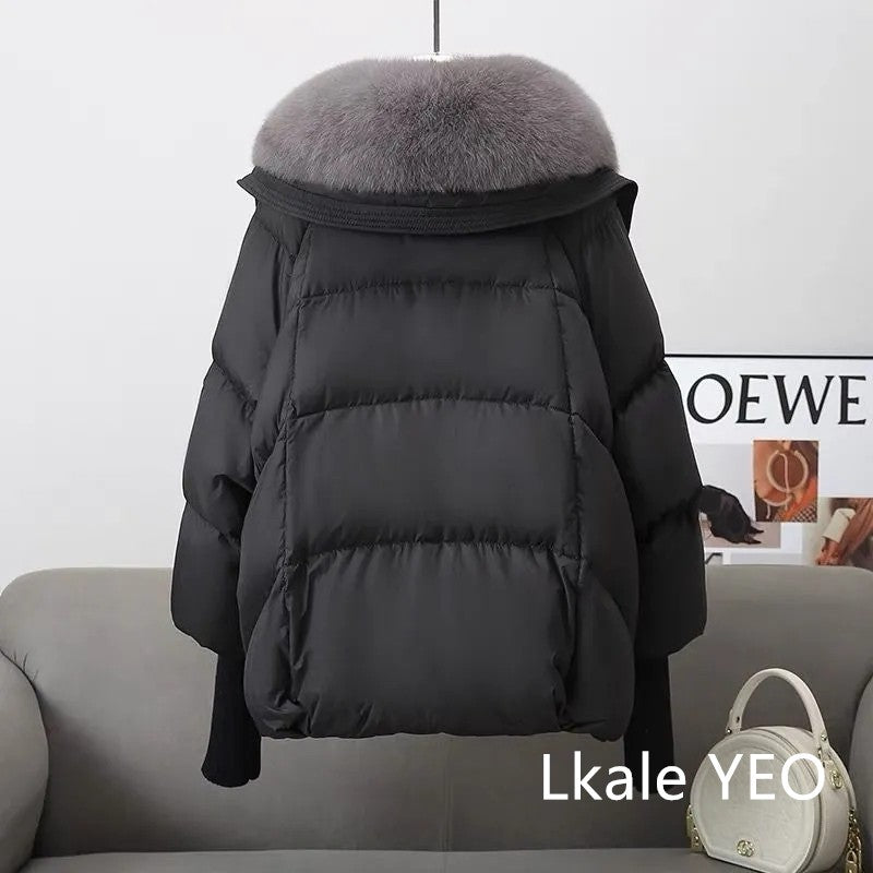 Women's Winter Parka Coat 2025 Casual Korean Version Lady Outerwear Temperament Thicken Big Fur Collar Ladies Down Cotton Jacket