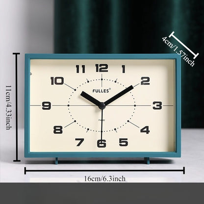 1PC Retro Small Alarm Clock Desktop Ornament Elderly Silent Square Living Room Table Clock Desktop Home Decoration