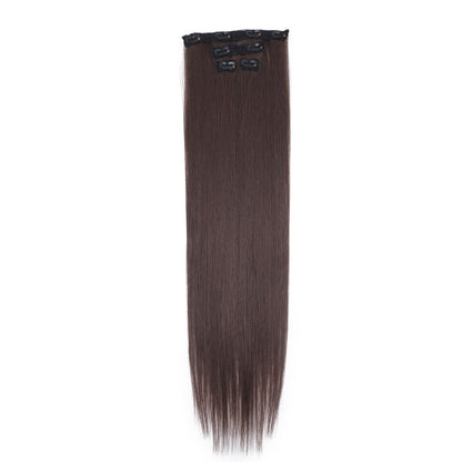 FASHION IDOL Long Straight Hairstyle 8 Clips In Hair Extensions Blonde 60CM Natural Synthetic Hair Daily Use Hairpiece Fake Hair