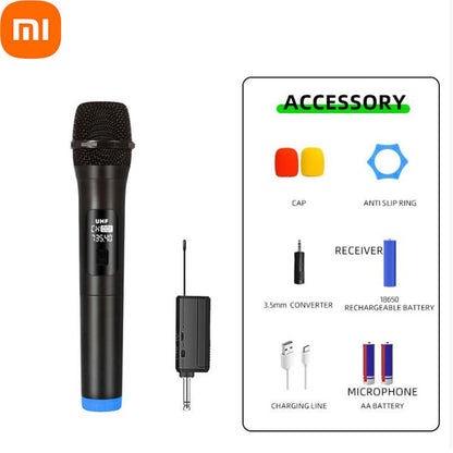 Microfone Sem Fio Xiaomi 2.4G UHF Frequência Fixa 2 Canais Microfone de Mão Para Festa Ao Vivo Karaokê Reunião Profissional