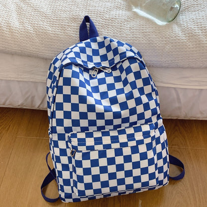 Checkerboard Laptop Backpack for Women - Fashion Print Crossbody Set Multi Pocket Adjustable Straps Campus Commute Essentials