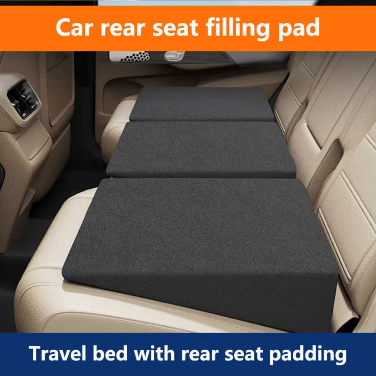 Car Leveling Pad All-Season Car Seat Cushion - Sponge Filled Flattening The Rear Seats Of The Car With Sleeping Mats Fit