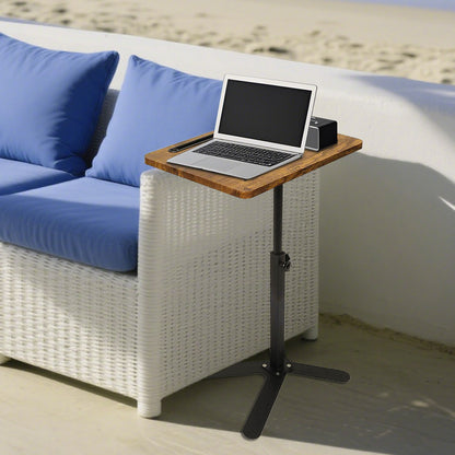 Adjustable Height Laptop Desk Rotating Tabletop Mobile Stand Home Mesa Bedside Table Office Tray Standing Computer Workstat