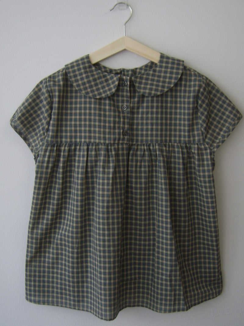 Vintage Plaid Shirts Women Japanese Harajuku Bow Peter Pan Collar Blouses Summer Korean Aesthetic Short Sleeve Casual Tops New