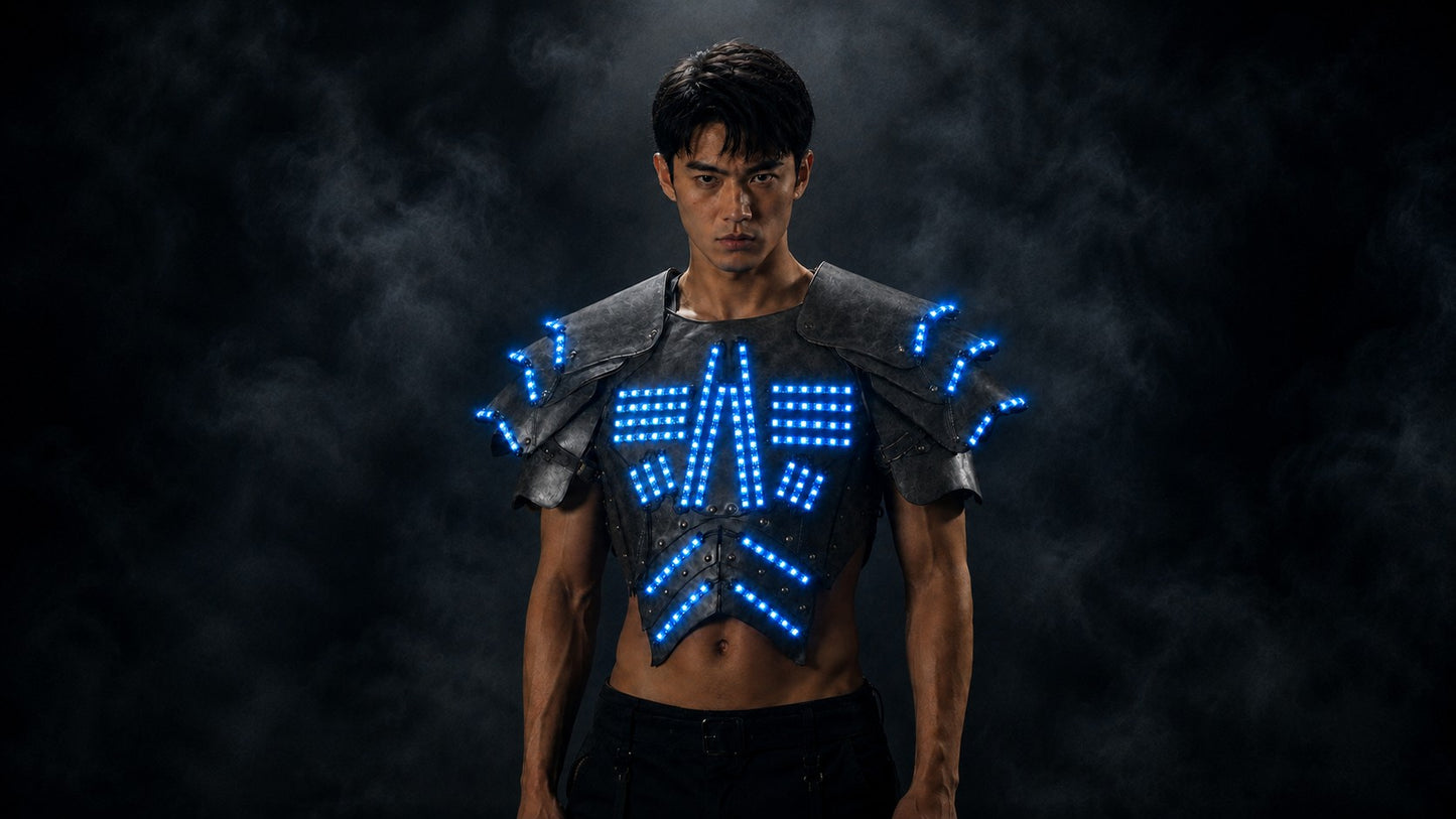 Cyber LED Glow Armor Cape – Illuminated Cosplay & Club Wear