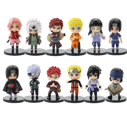 12 pçs/conjunto Anime Naruto Shippuden Hinata Sasuke Itachi Kakashi Gaara figura de anime Q versão PVC figuras brinquedos bonecas presente para crianças