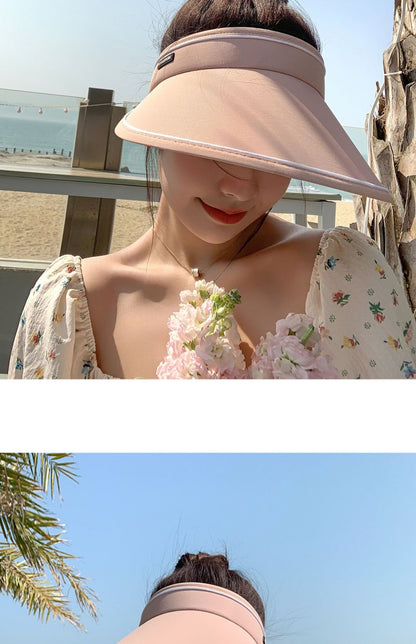 New Sun Hat Women's Uv Protection Sun Hat Summer Empty Cap Large Brim Outdoor Cycling Face Shade Hat Woman