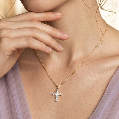 EFFIE QUEEN S925 Sterling Silver Moissanite Cross Necklace GRA Certificate D VVS1 Diamond Cross Pendant Neck Chain Women SMON15
