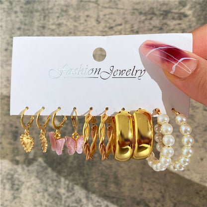 Brincos Grandes de Coração Dourado e Prateado YOBEST para Mulheres, Conjunto de Brincos Borboleta Pendurados, Presentes de Joias Femininas, Nova Moda, 2025