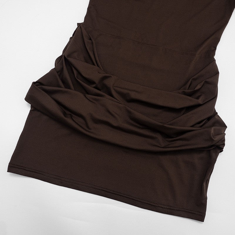 Lady Long Sleeve Ruched Sexy Mini Dress Women Autumn Winter New Elegant Solid High Waist Bodycon Club Party Dresses Female 2025