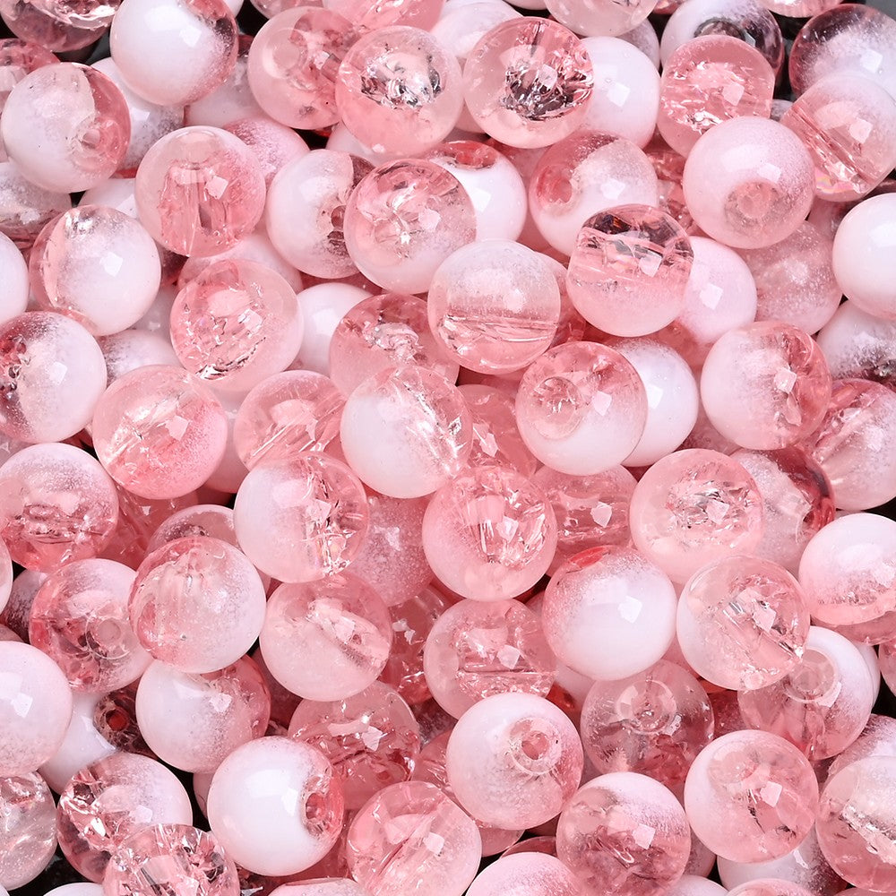 100pcs 8mm Christmas Crystal Glass Crack Beads Red and Green Gradient Spacer Beads for DIY Bracelet Necklace Jewelry Making