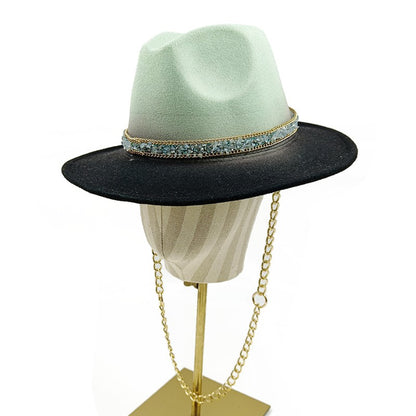 Vários chapéus DIY Chapéu Fedora com novos acessórios de corrente dourada, chapéu de inverno jazz hip-hop, chapéu de viagem, chapéu estilo punk, chapéu de igreja ????? ???????