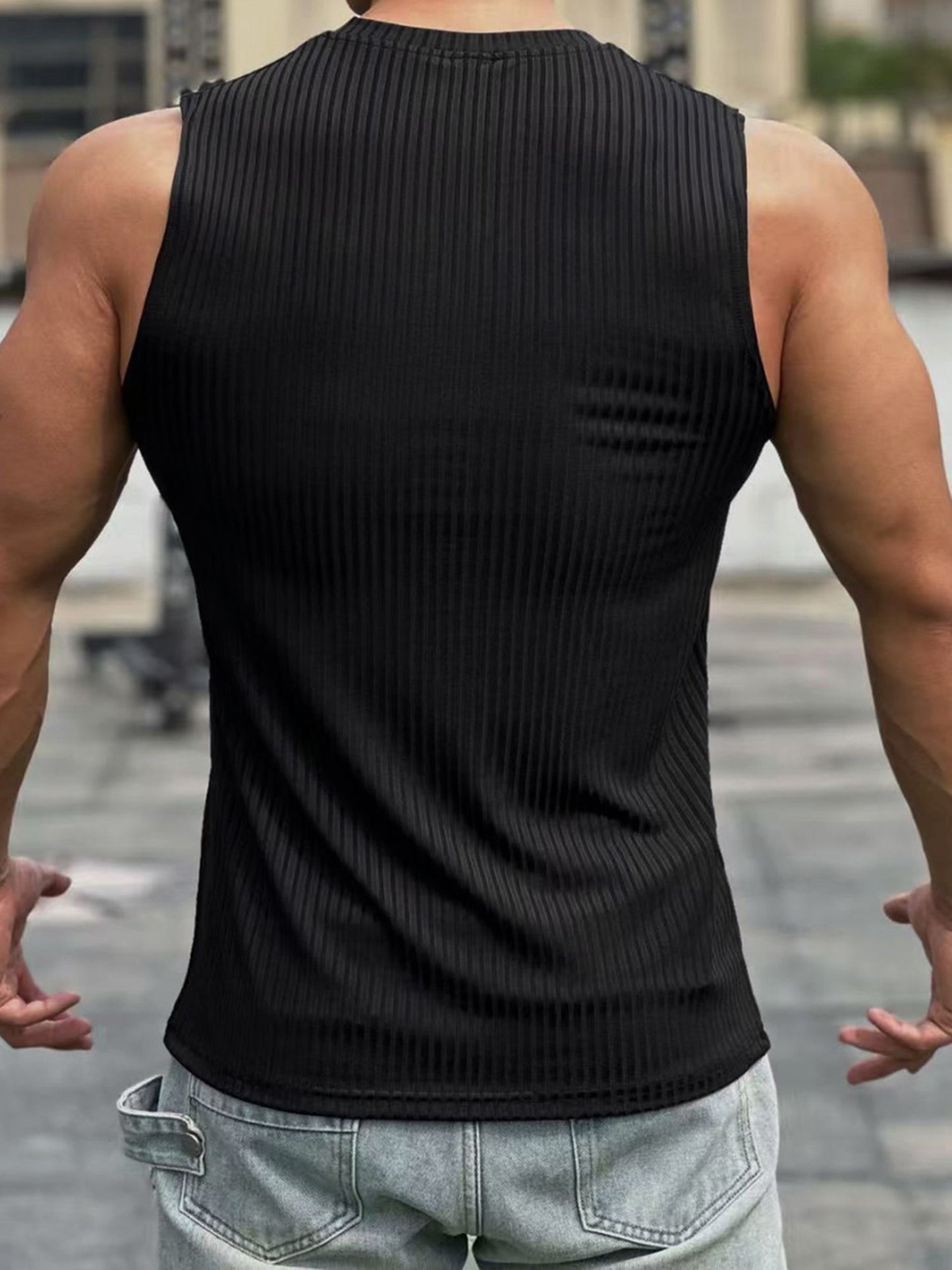 Men s Breathable Sleeveless Gym Tank Tops Summer Workout Muscle Shirts Notched Neck Bodybuilding Fitness Vests