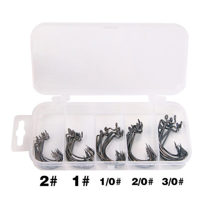 50 Pçs/Caixa Anzol Jig Crank Barbed Hook Wide Offset Fishhook Anzol Minhoca Larga Isca Macia Anzol Offset para Minhoca Macia Jig Mold Hooks